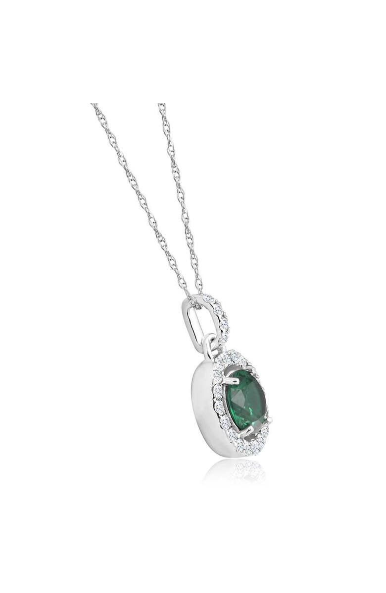 Bliss Diamond 1 1/2Ct Emerald Diamond Halo Pendant Women's 10k Gold Necklace 18" Length, Alternate, color, 