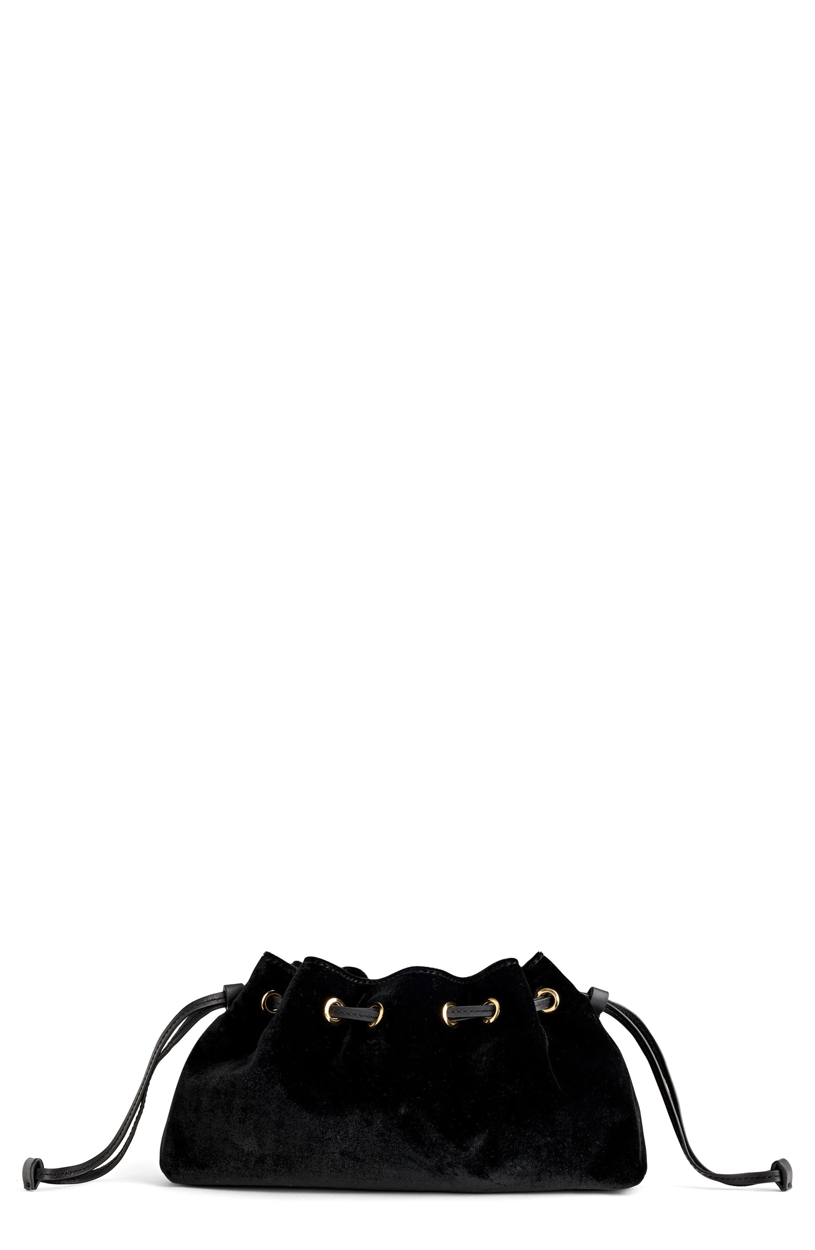 The Drawstring Clutch, Main, color, TRUE BLACK