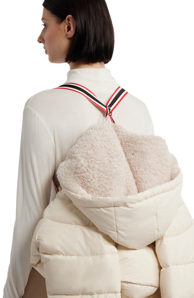 Hunter Almond Water Repellent Faux Shearling Lined Hooded Puffer Jacket, Alternate, color, Cream