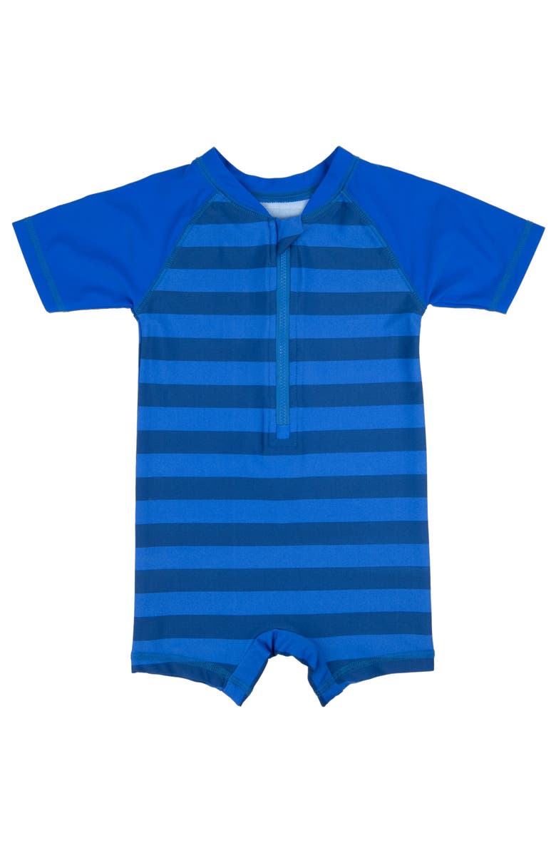 Leveret Baby One-Piece Rashguard, UPF 50+ Sun Protection Swimwear, Main, color, Striped Navy & Blue