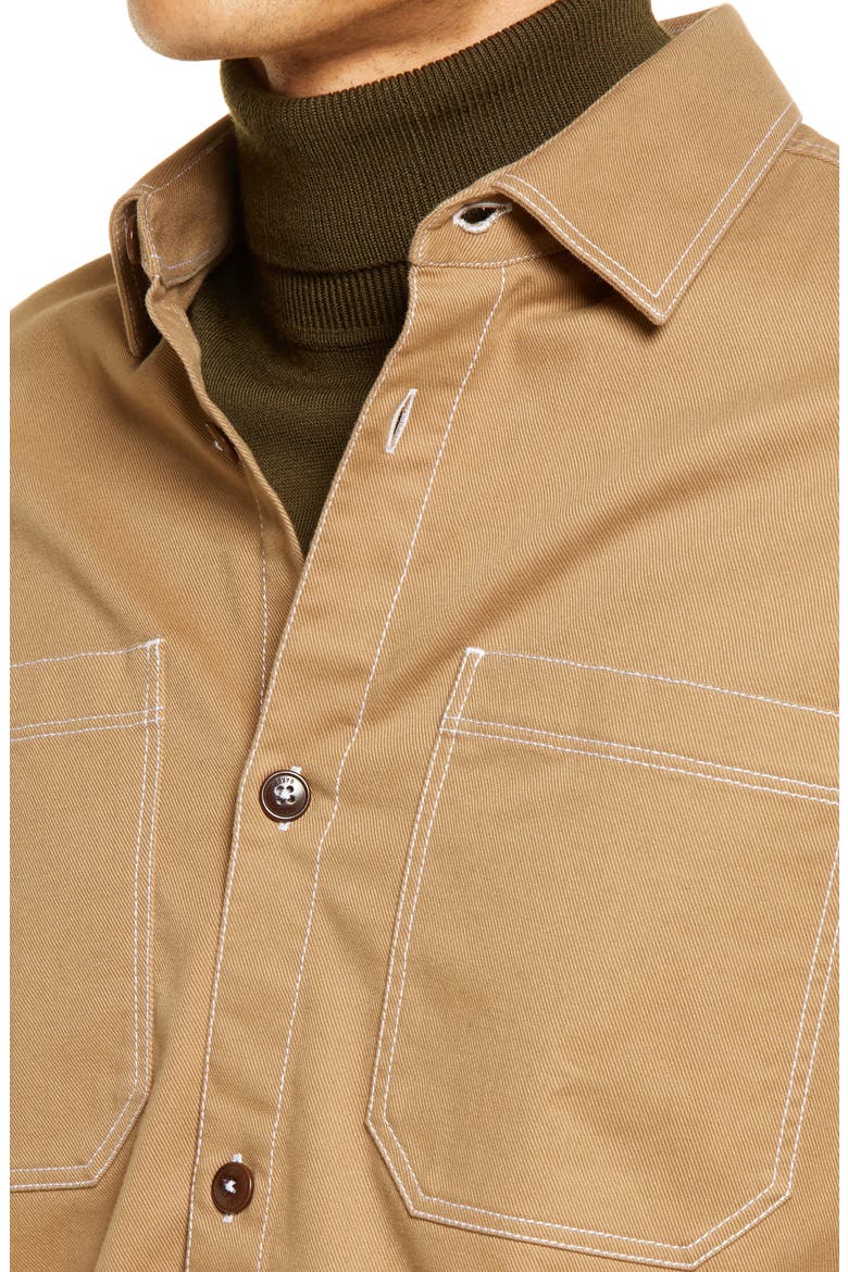 Leytun Cotton Twill Shacket, Alternate, color, TAN