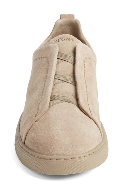Zegna Triple Stitch Suede Sneaker In Sand