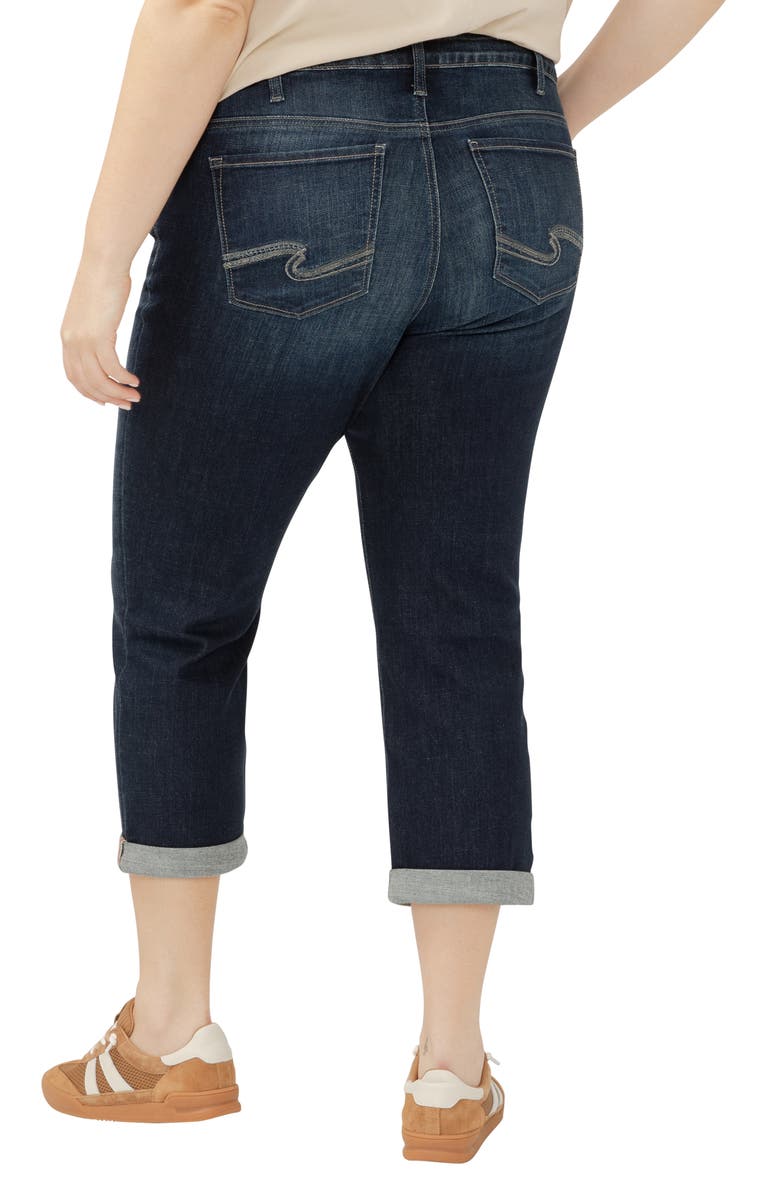 Silver Jeans Co. Elyse Curvy Mid Rise Capri Jeans, Alternate, color, Indigo
