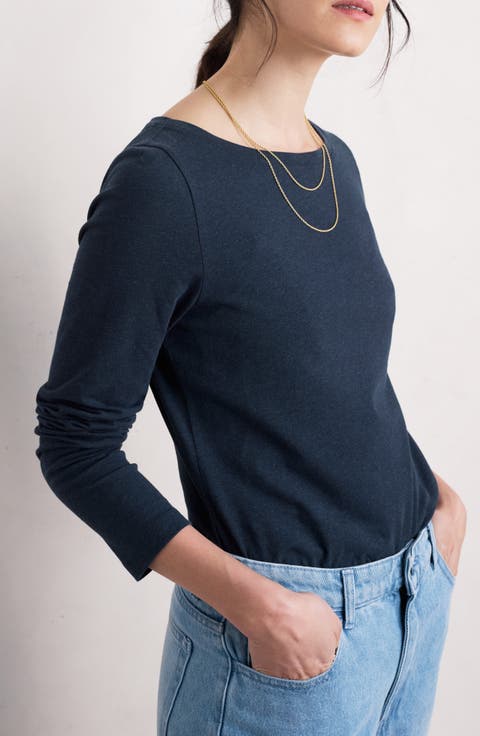 Easel Long Sleeve Stretch Organic Cotton Top