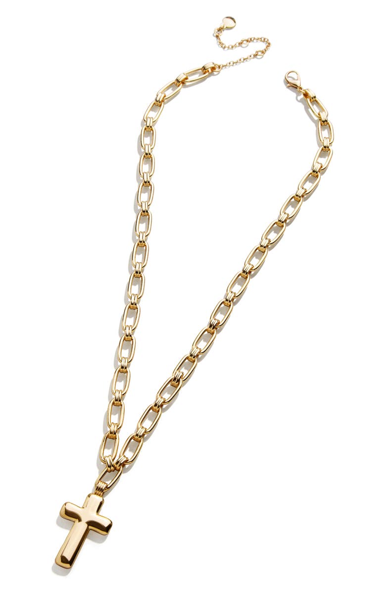 BaubleBar Cross Pendant Necklace, Alternate, color, 