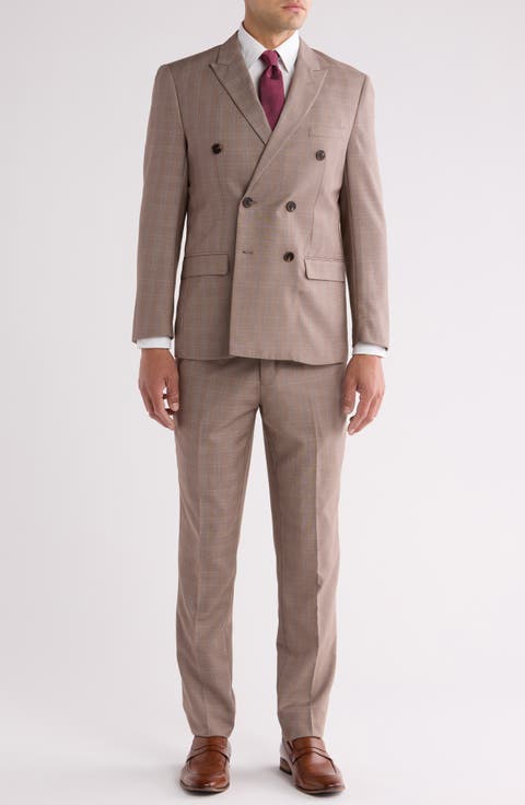 Slim Fit Plaid Double Breasted Suit (Regular & Big)