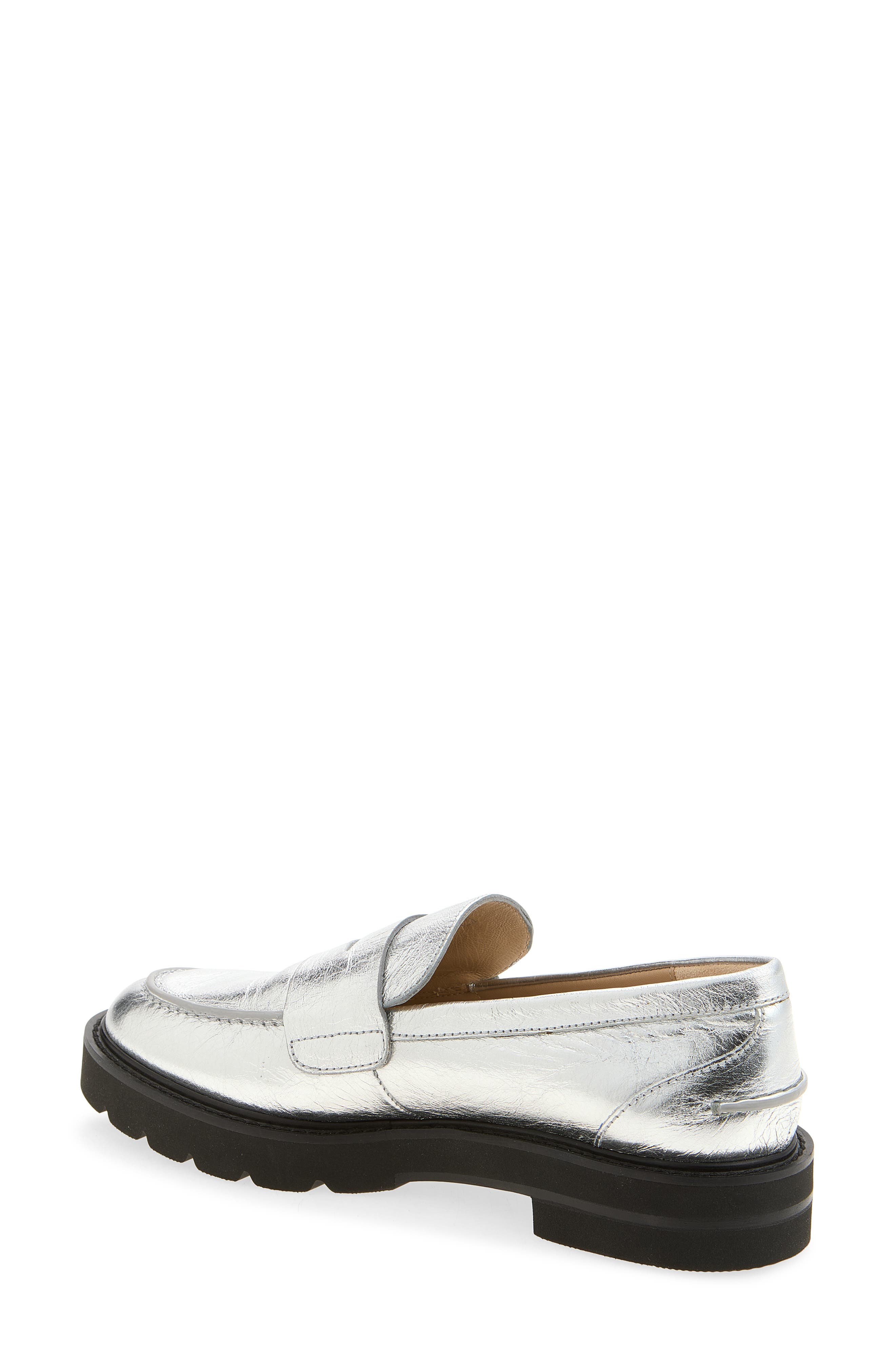 Parker Lift Lug Sole Penny Loafer, Alternate, color, SILVER
