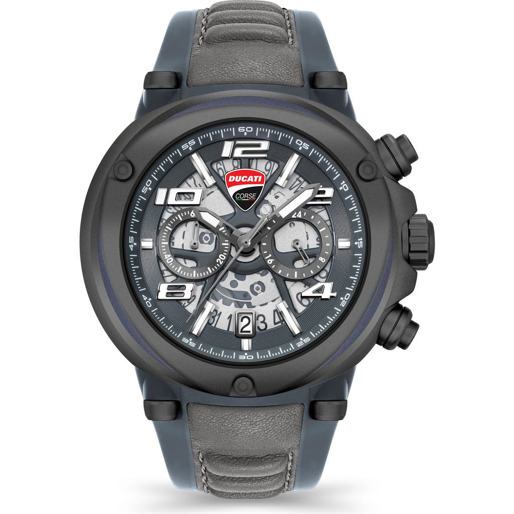 Ducati Corse Partenza Leather Strap Chronograph Watch, 49mm