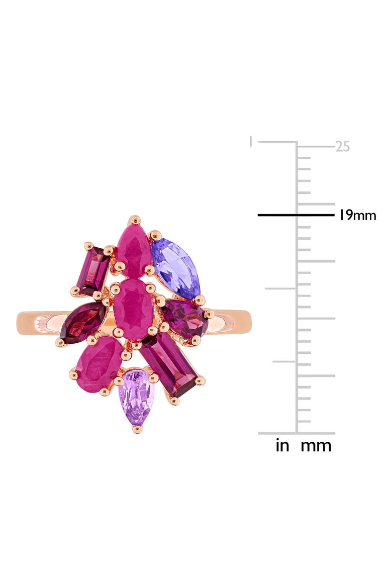 Rose Gold Plated Multi Stone Cluster Ring, Alternate, color, MULTICOLOR