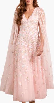 Needle & Thread Ethereal Blooms Cape Sleeve Ankle Gown