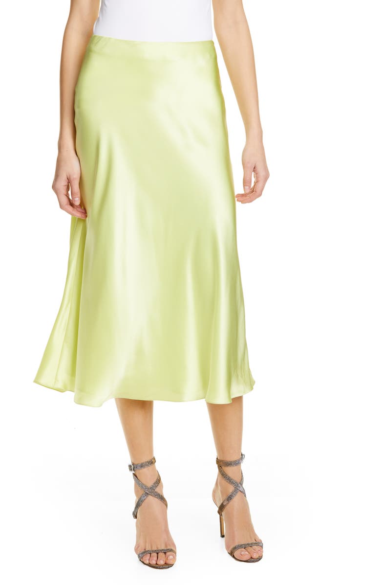 Cinq à Sept Marta Silk Satin Midi Skirt, Main, color, 