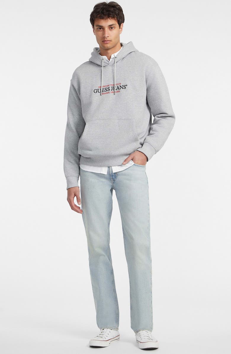 GUESS JEANS Embroidered Logo Graphic Hoodie, Alternate, color, Grey