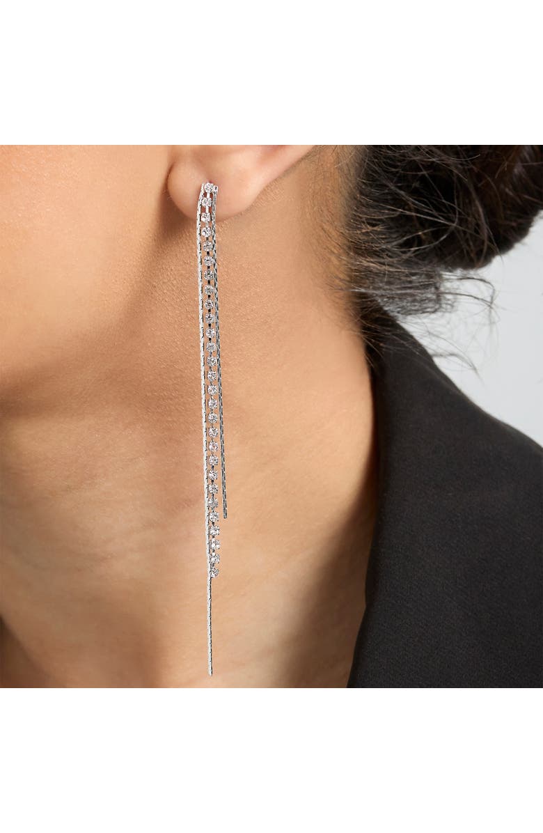 BCBG Generation Chain Fringe Drop Earrings, Alternate, color, Silver