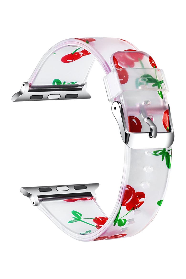 Cherries Silicone Fruit Accented 42mm Apple Watch 1/2/3/4 Band, Alternate, color, CHERRIES