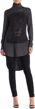 GO COUTURE Turtleneck High-Low Tunic Sweater