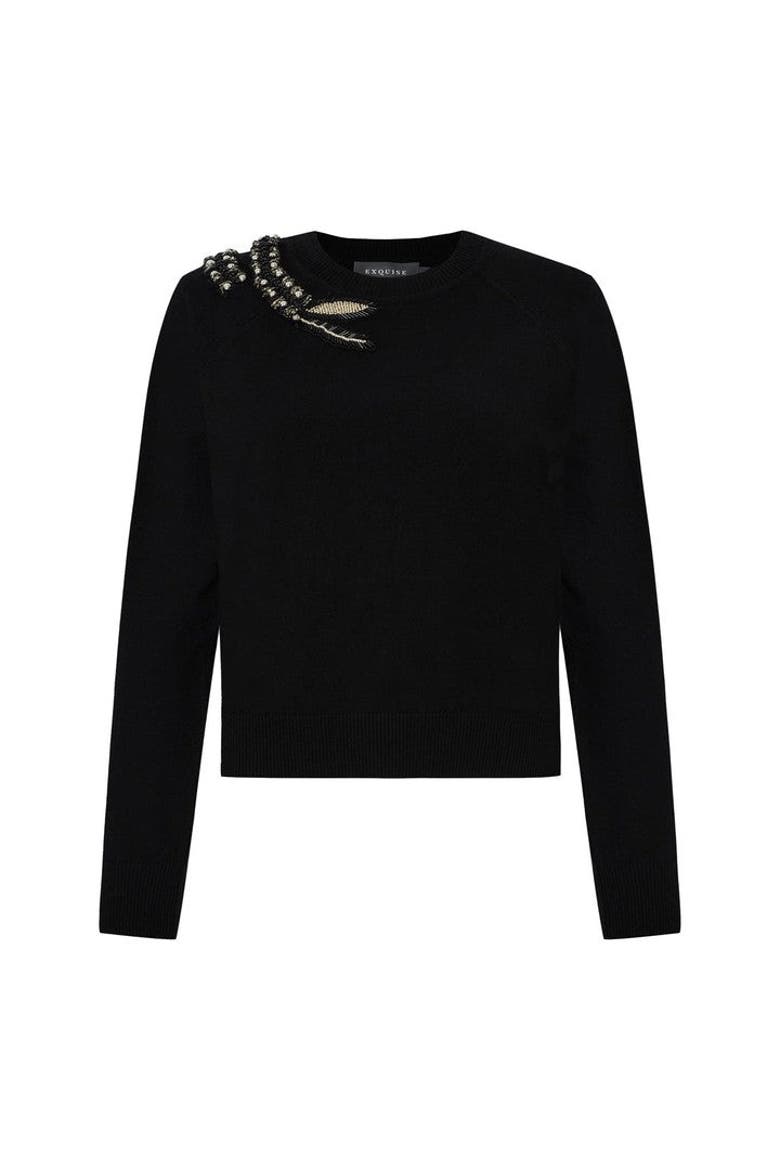 Afsaneh Hand Embroidered Blouse, Alternate, color, BLACK