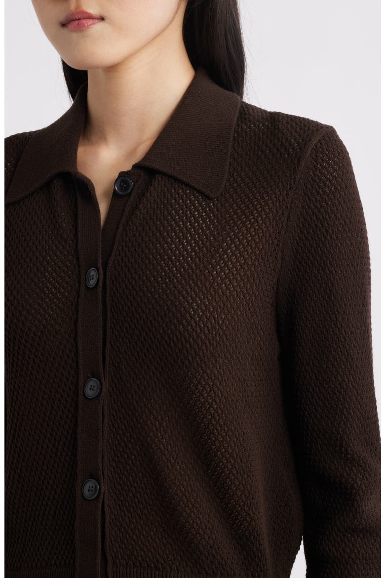The Shrunken Lace Knit Cardigan, Alternate, color, CHOCOLATE BROWN