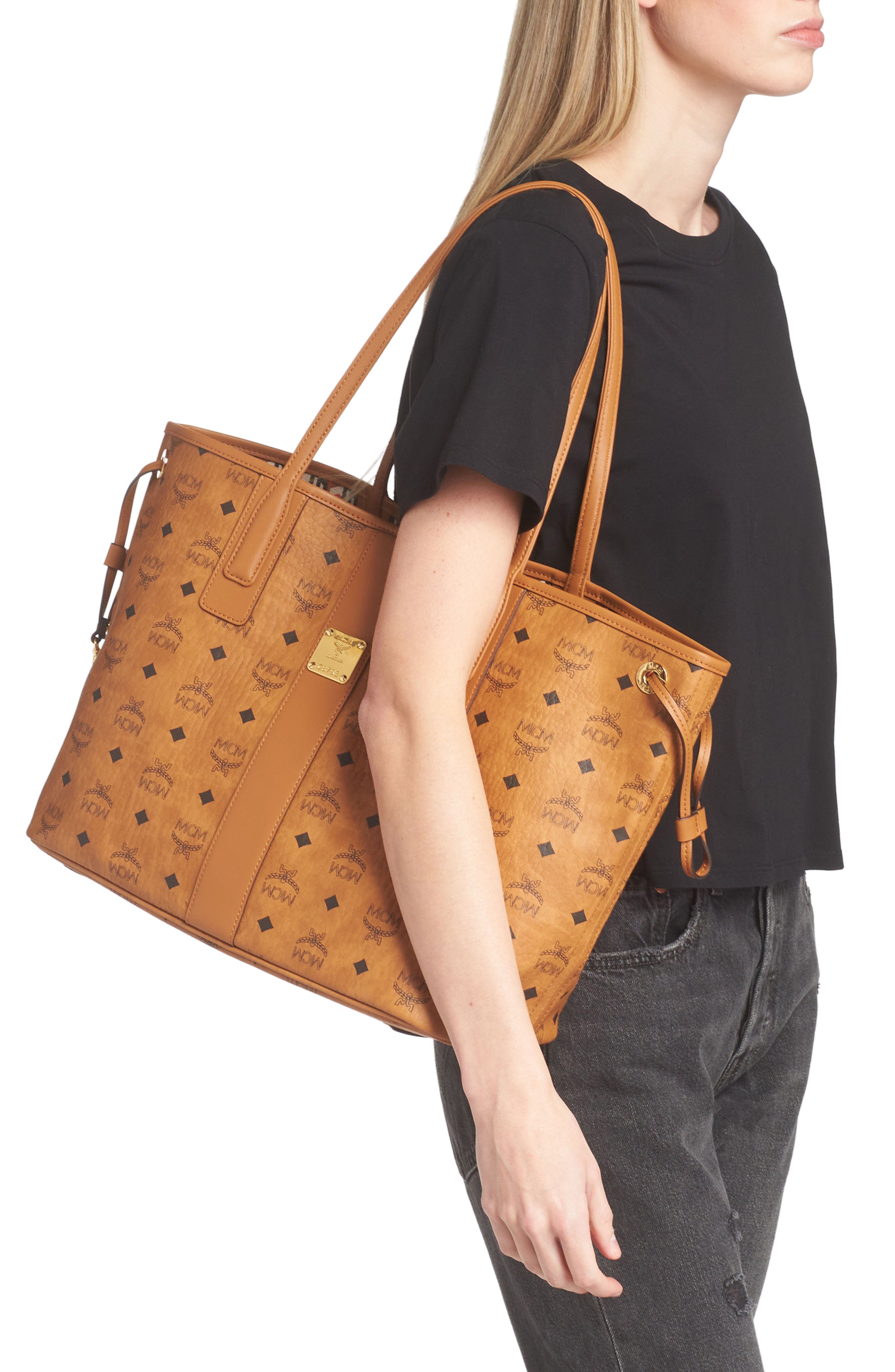 MCM Medium Liz Reversible Shopper, Alternate, color, Cognac