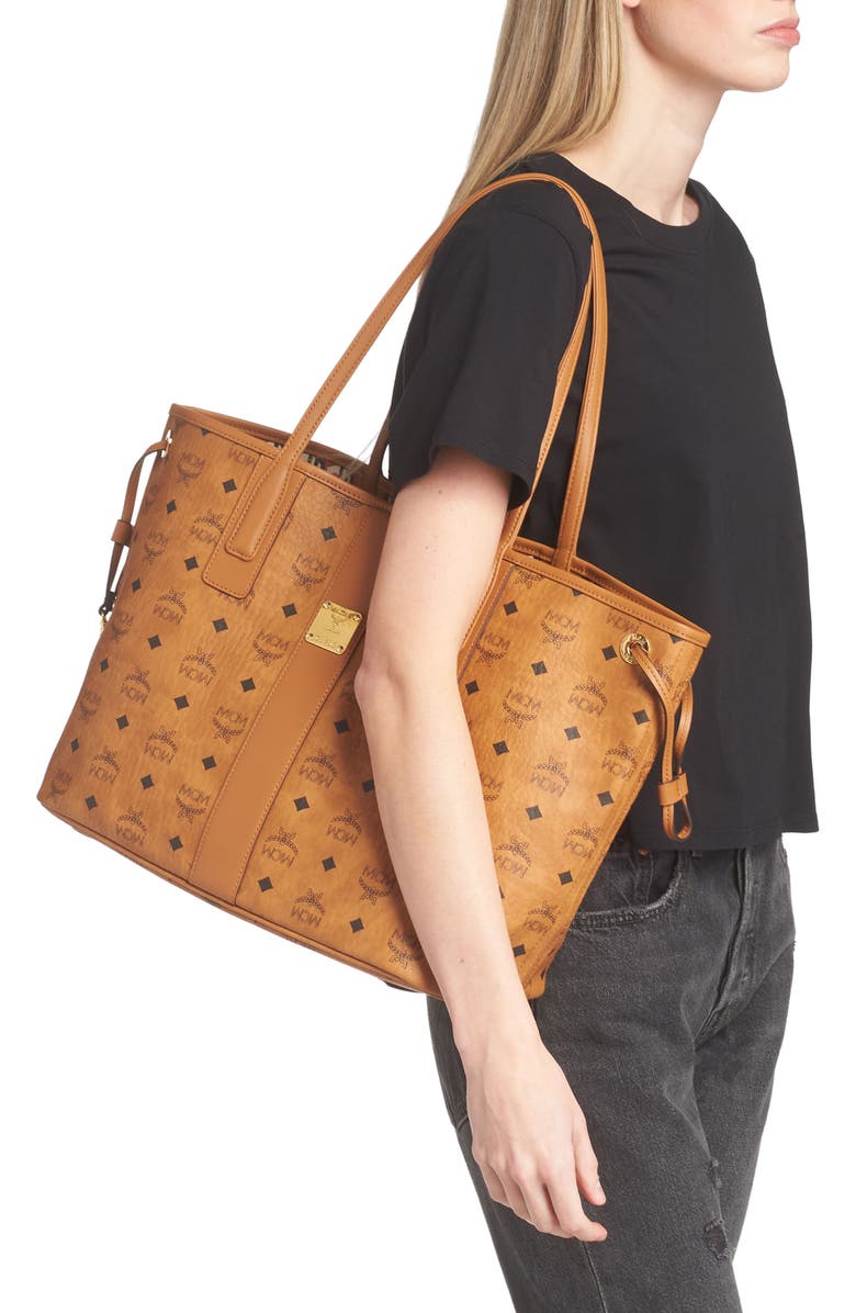 MCM Medium Liz Reversible Shopper, Alternate, color, Cognac