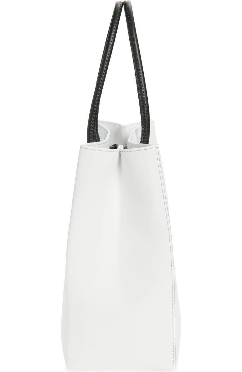 Moschino Logo Leather Shopper Tote, Alternate, color, 100 White
