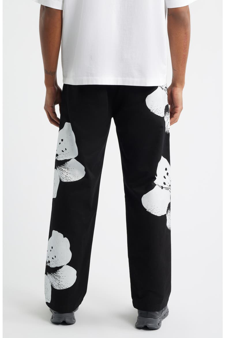 Flower Napoli Cotton Twill Pants, Alternate, color, BLACK