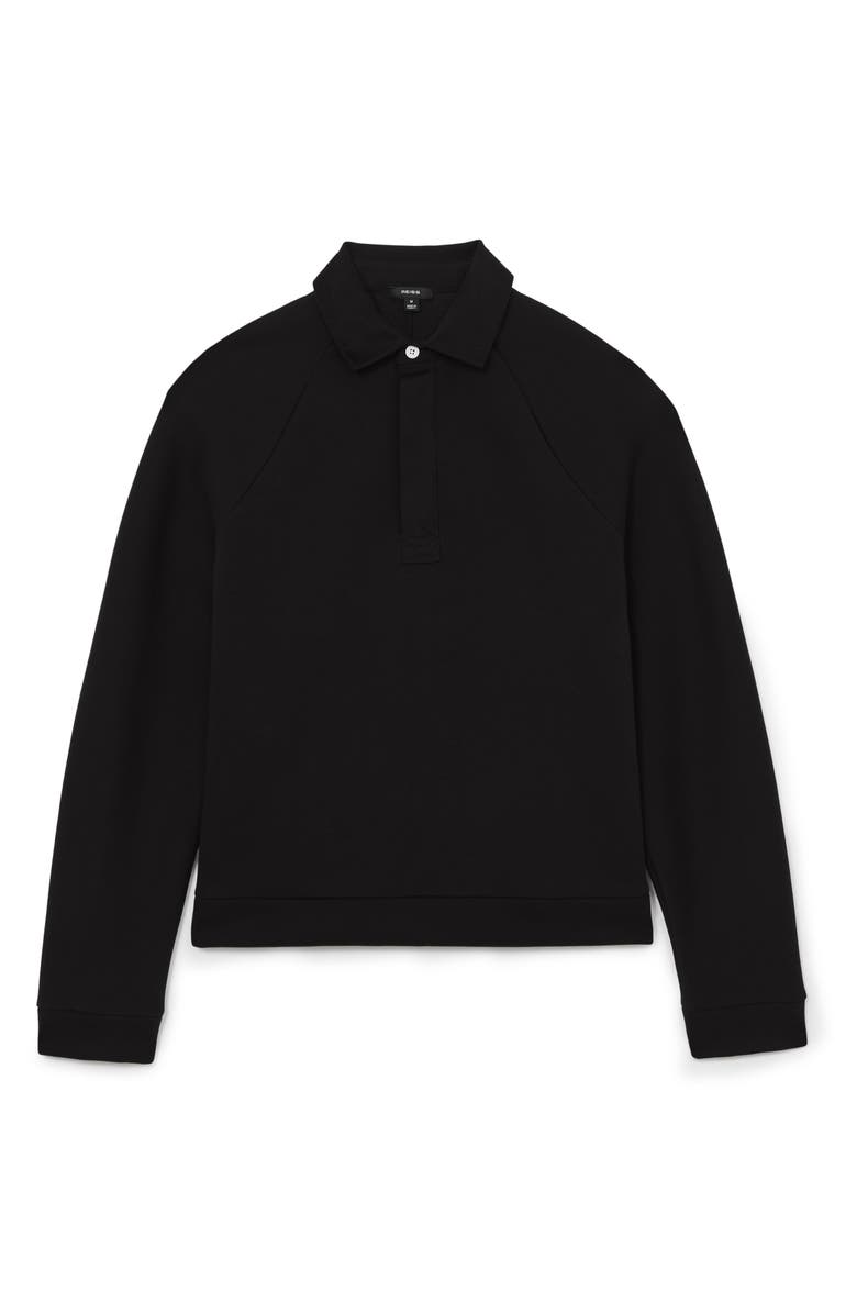 Reiss Costello Long Sleeve Cotton Blend Polo, Alternate, color, Black