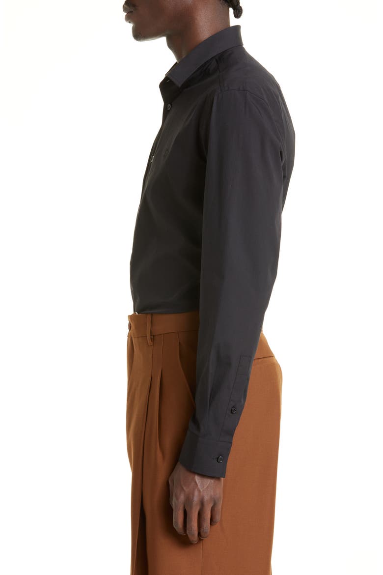Sherfield Equestrian Knight Stretch Cotton Poplin Button-Up Shirt, Alternate, color, BLACK