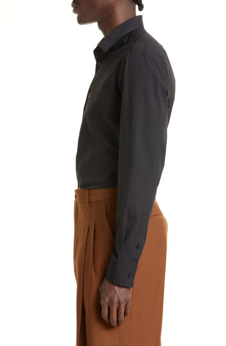 Burberry Sherfield Equestrian Knight Stretch Cotton Poplin Button-Up Shirt, Alternate, color, Black