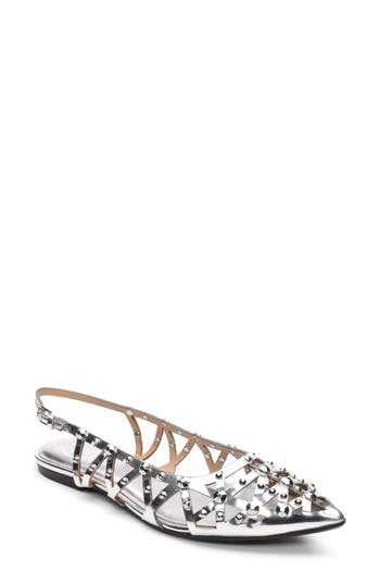 Ash Silver Leather Slingbacks In Metallic
