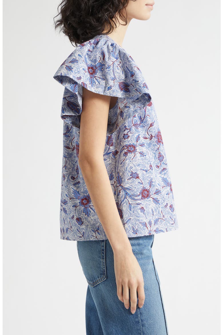 Perline Floral Print Silk Top, Alternate, color, GARDENIA