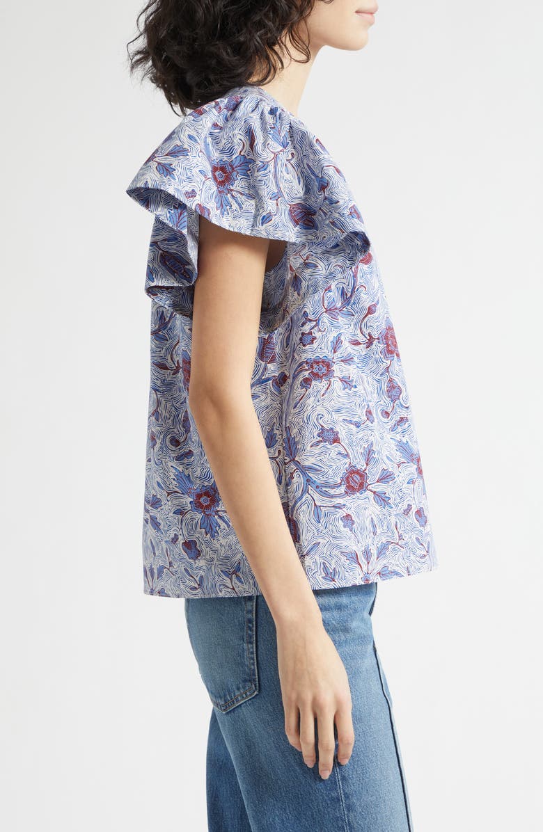 Ulla Johnson Perline Floral Print Silk Top, Alternate, color, Gardenia