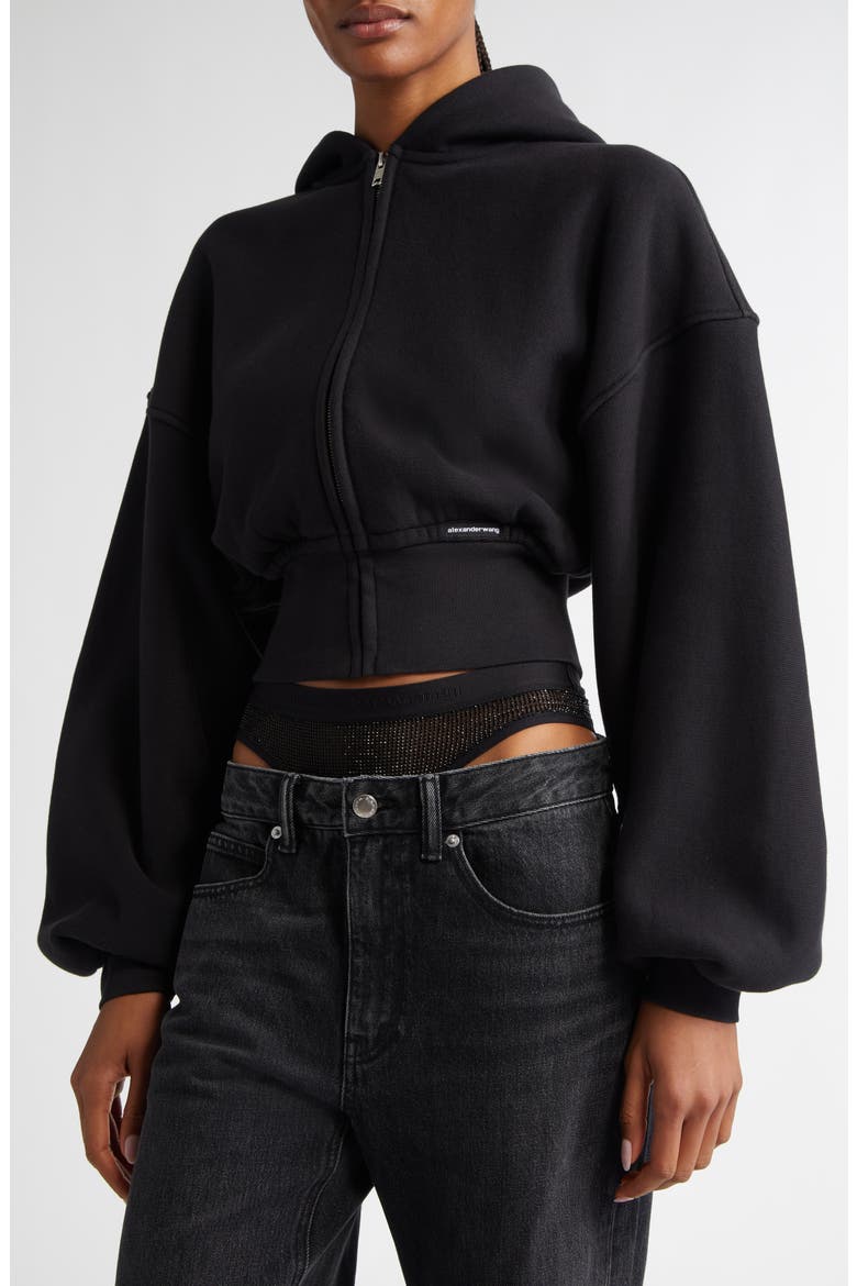 Crop Front Zip Cotton Hoodie (Women) | Nordstrom