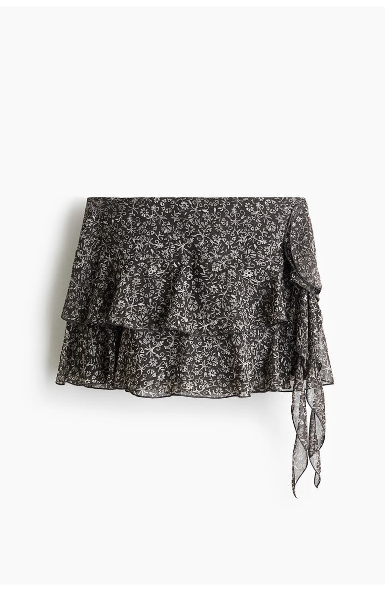 H&M Draped-panel Tiered Skirt, Alternate, color, Dark Gray/Floral