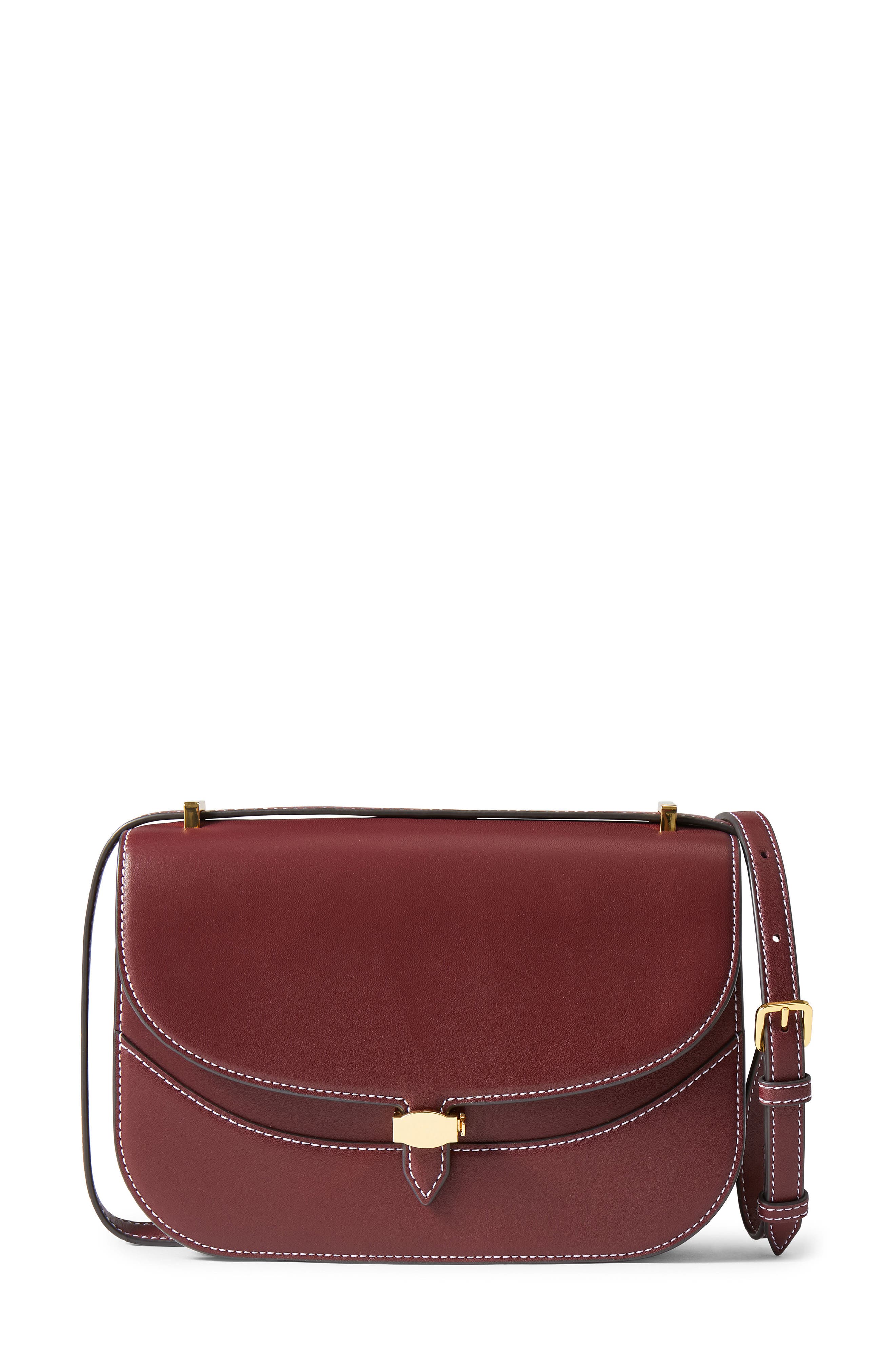 Dash Leather Saddle Bag, Main, color, BURGUNDY