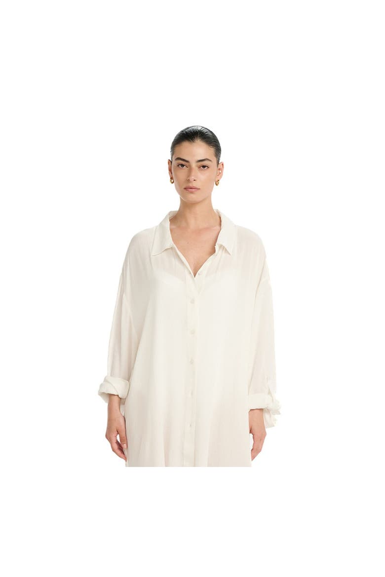 Resort Shirt Dress Cover-Up, Alternate, color, White