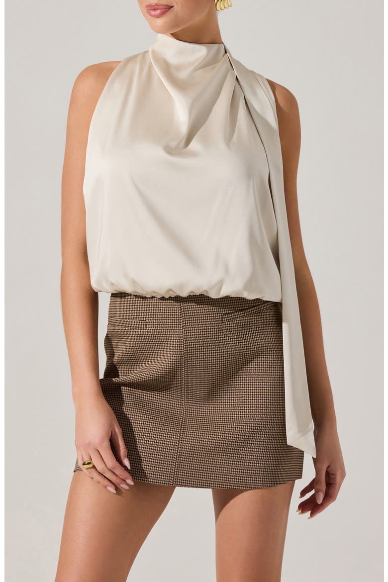 Jolesia Tie Back Satin Sleeveless Top, Main, color, CHAMPAGNE