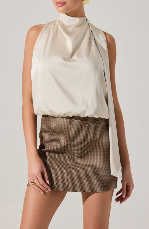 Astr The Label Jolesia Tie Back Satin Sleeveless Top In Neutral
