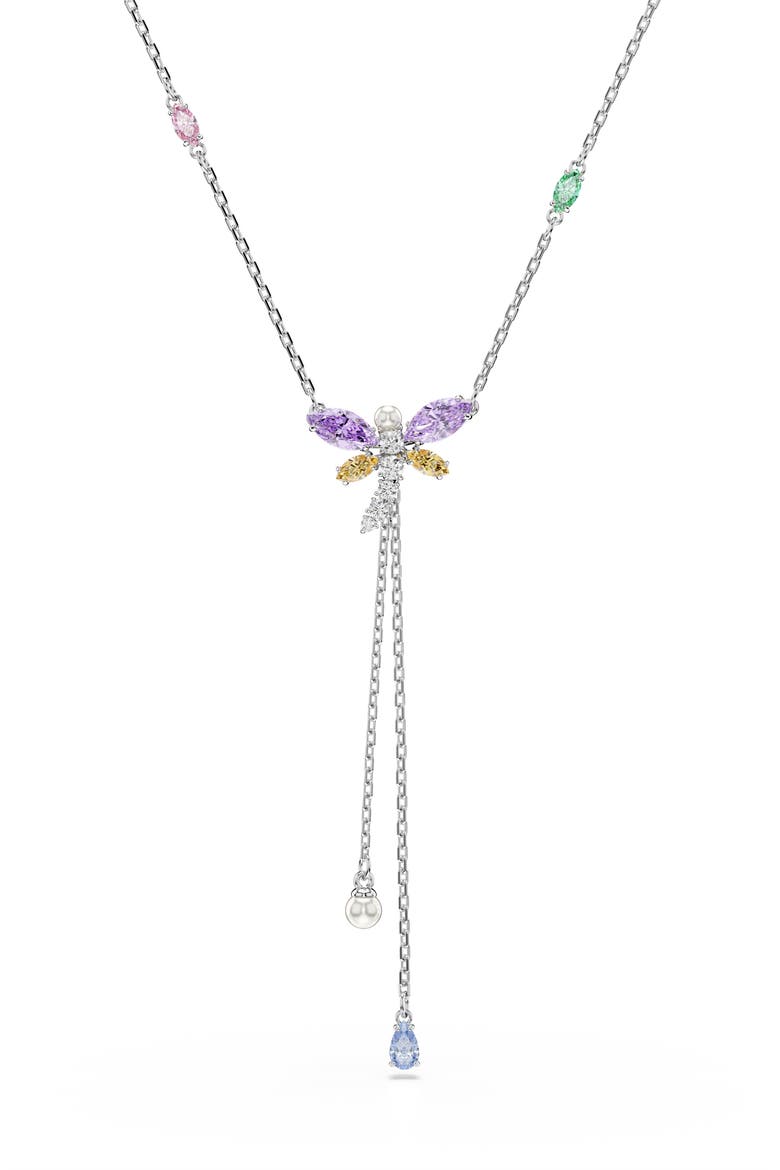 x Ariana Grande Multicolor Crystal Y-Necklace, Main, color, SILVER/ MULTI
