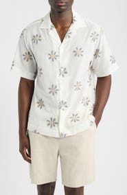 CHÉ Daisel Floral Embroidered Cotton Camp Shirt