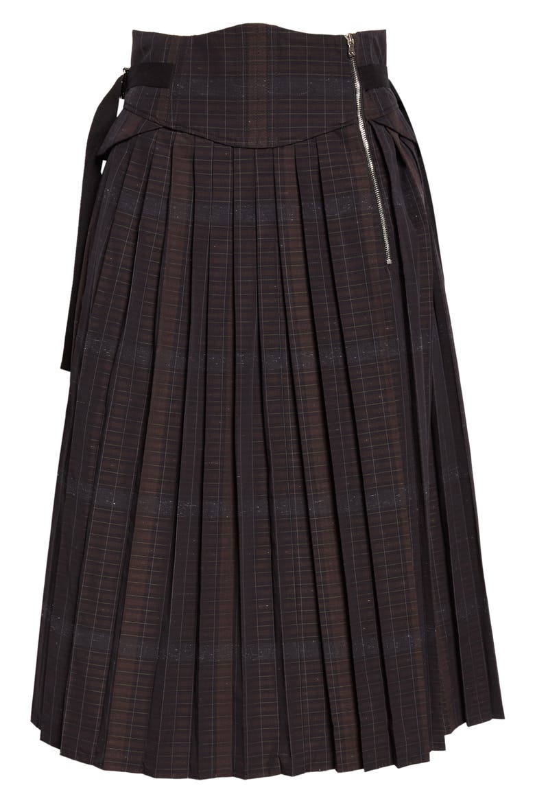 Pleated Plaid Corset Midi Skirt, Alternate, color, BLACK ARTISINAL PLAID