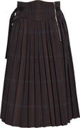 Meruert Tolegen Pleated Plaid Corset Midi Skirt