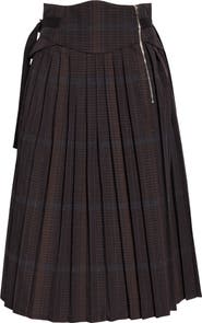 Meruert Tolegen Pleated Plaid Corset Midi Skirt