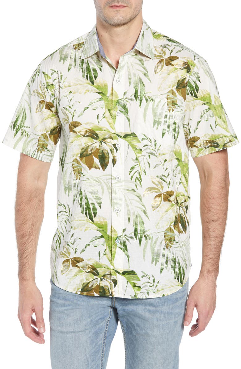 Tommy Bahama Don't Leaf Me Now Classic Fit Tropical Print Sport Shirt, Main, color,