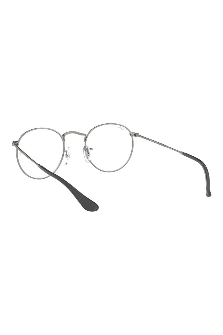 Ray-Bay 47mm Round Optical Glasses, Alternate, color, MATTE GUNMETAL