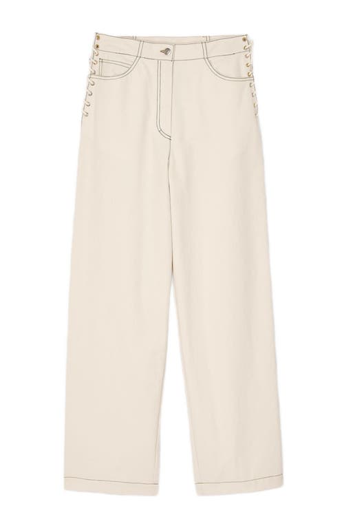 Sandro Leon Wide Lace-up Jeans In Sand