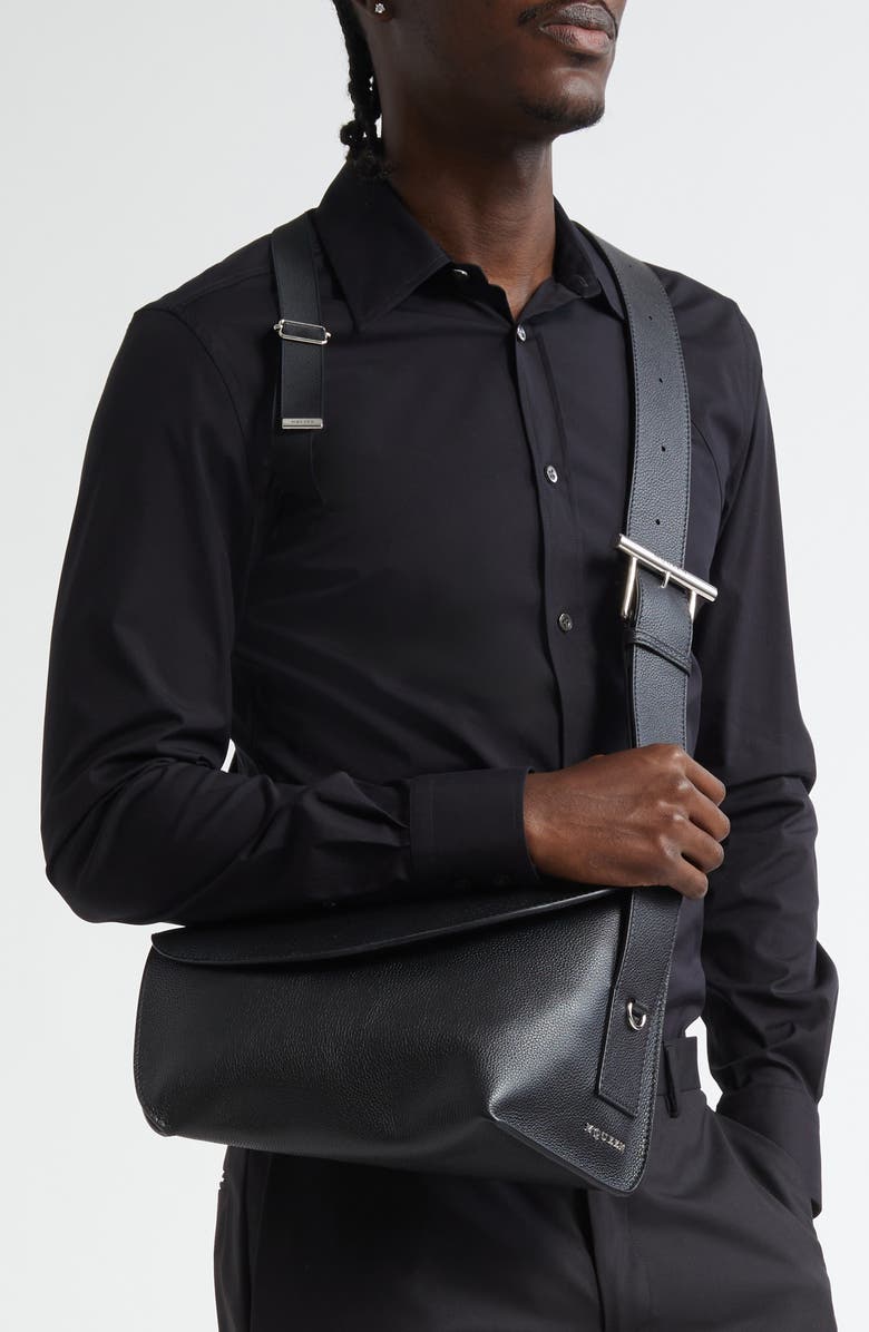 McQueen Large T-Bar Leather Sling Bag, Alternate, color,