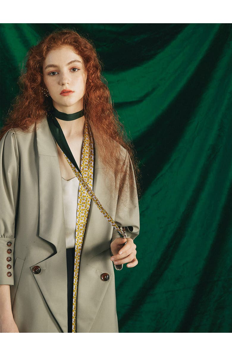 Lost Pattern "Secret Garden" Silk Skinny Scarf, Alternate, color, Yellow & Green