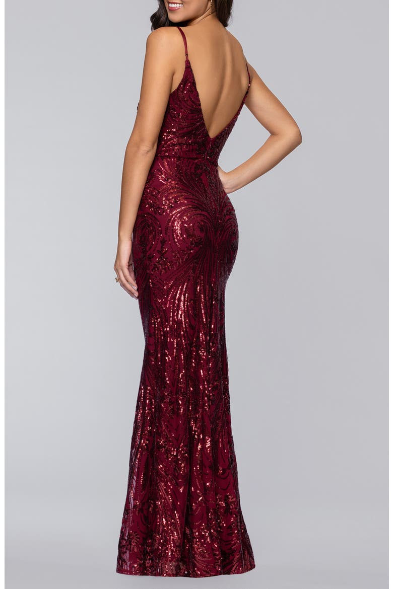 Sequin Gown, Alternate, color, WINE