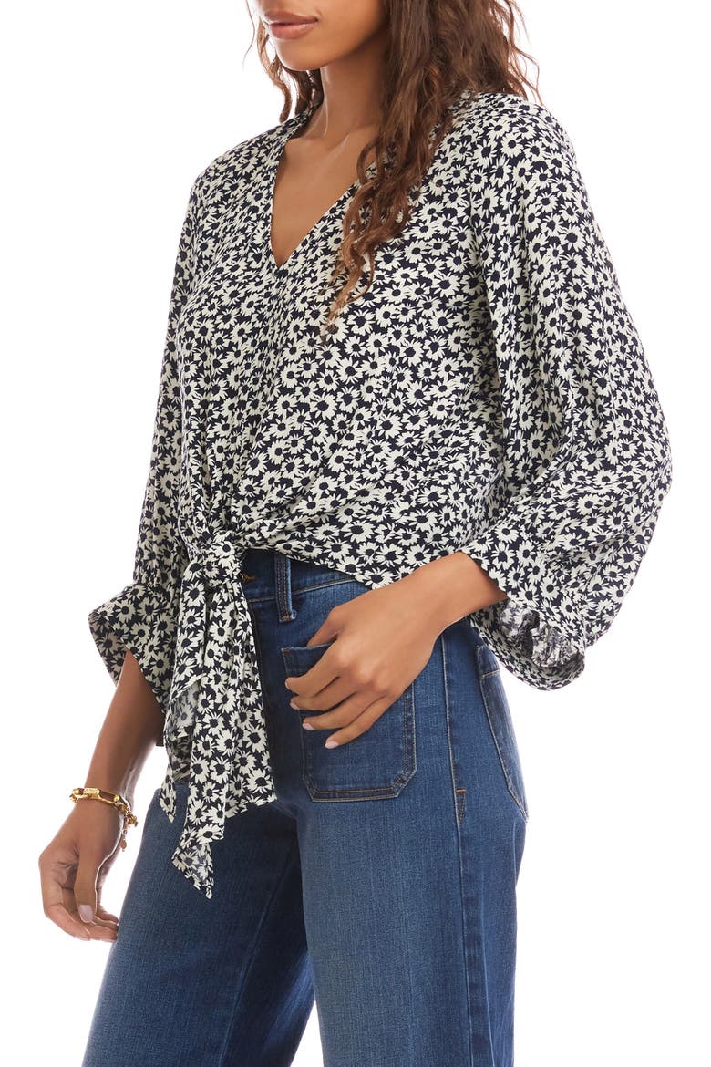 Floral Tie Front Top, Alternate, color, PRINT