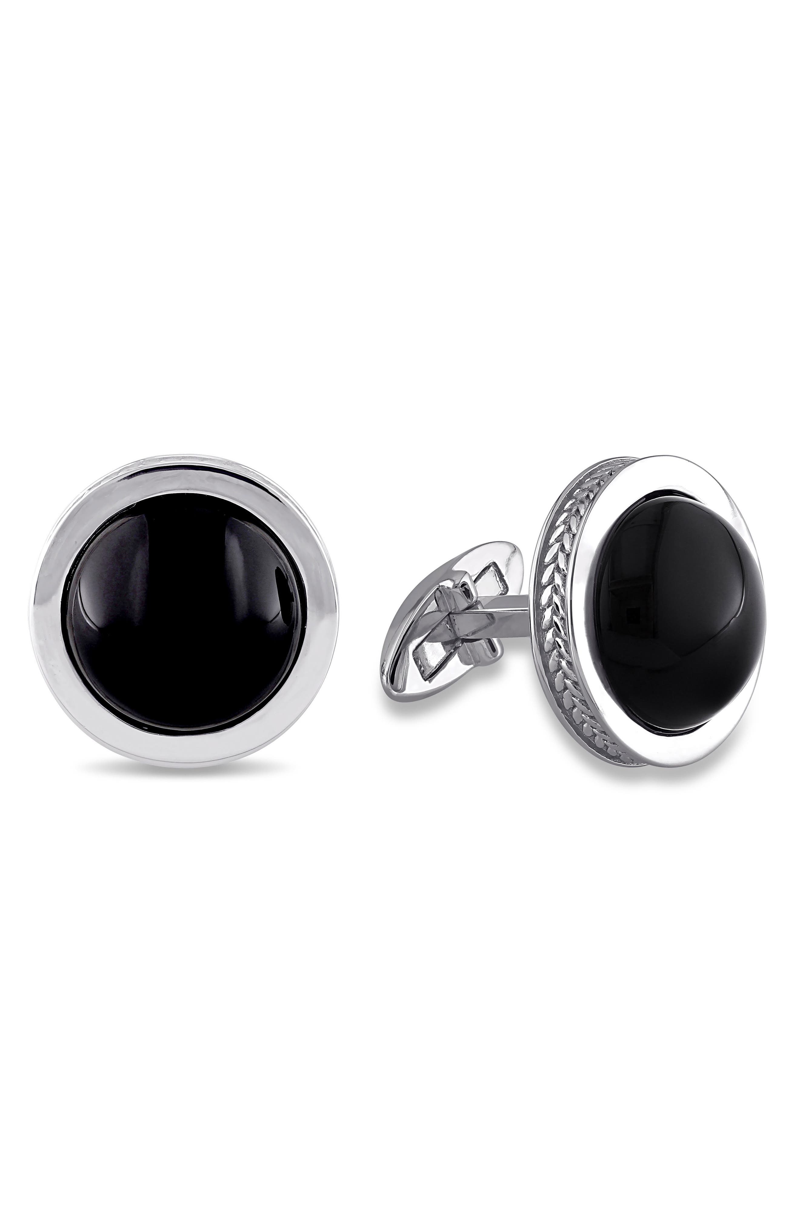DELMAR Black Onyx Bezel Cufflinks